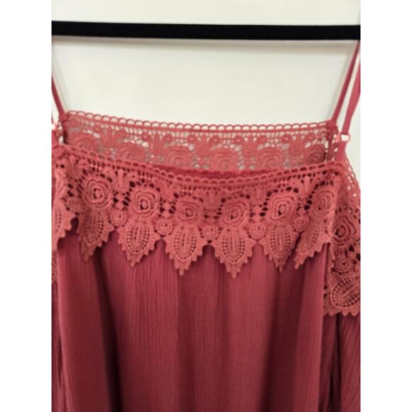 Romantic Pink Dusty Rose Fairy Coquette Dainty Top XL Crochet Boho Whimsical - Picture 8 of 10